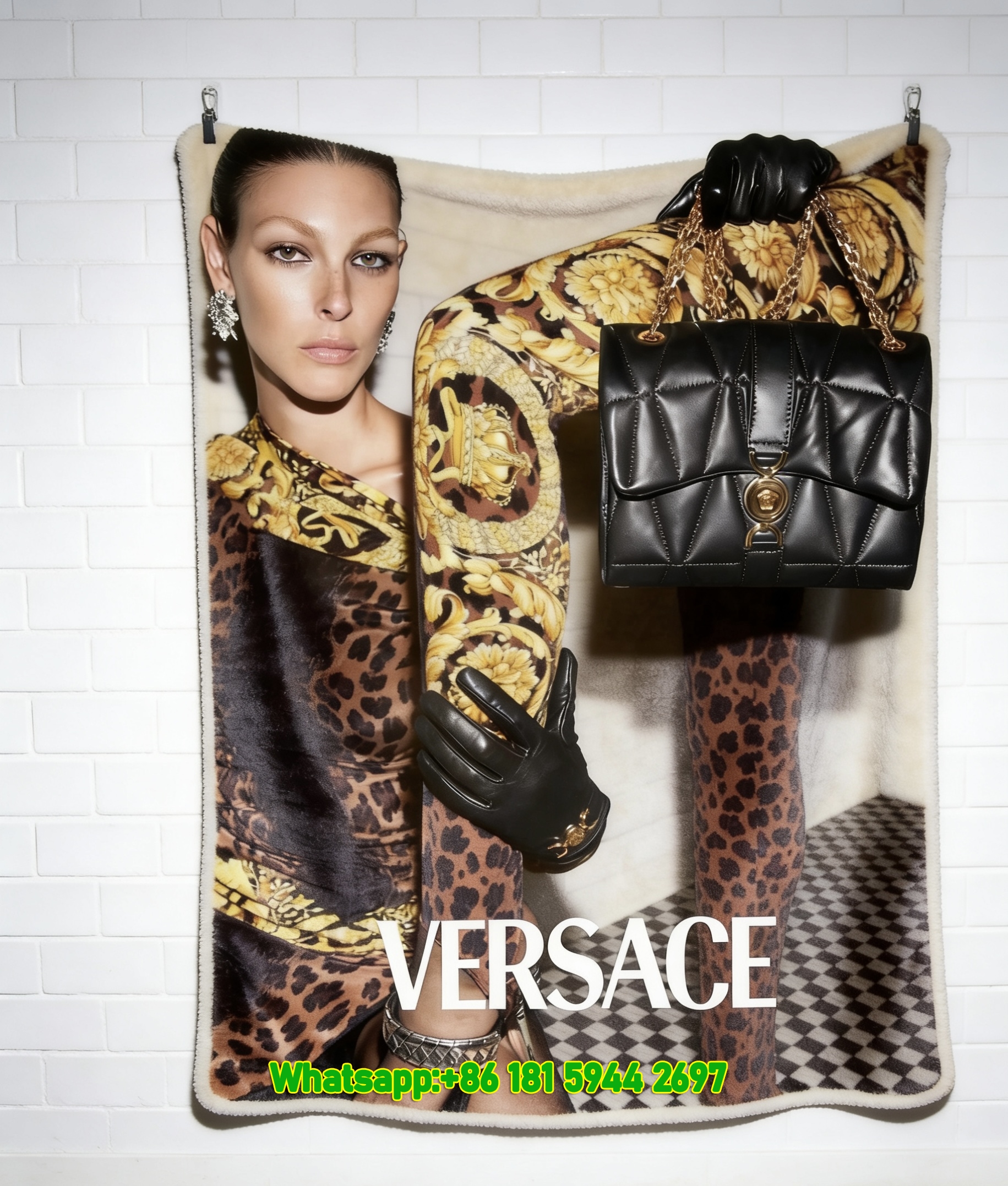 Versace Leopard Baroque Print Flannel Throw Blanket Luxury Brown and Gold Sofa Cover Blanket IMG_1550
